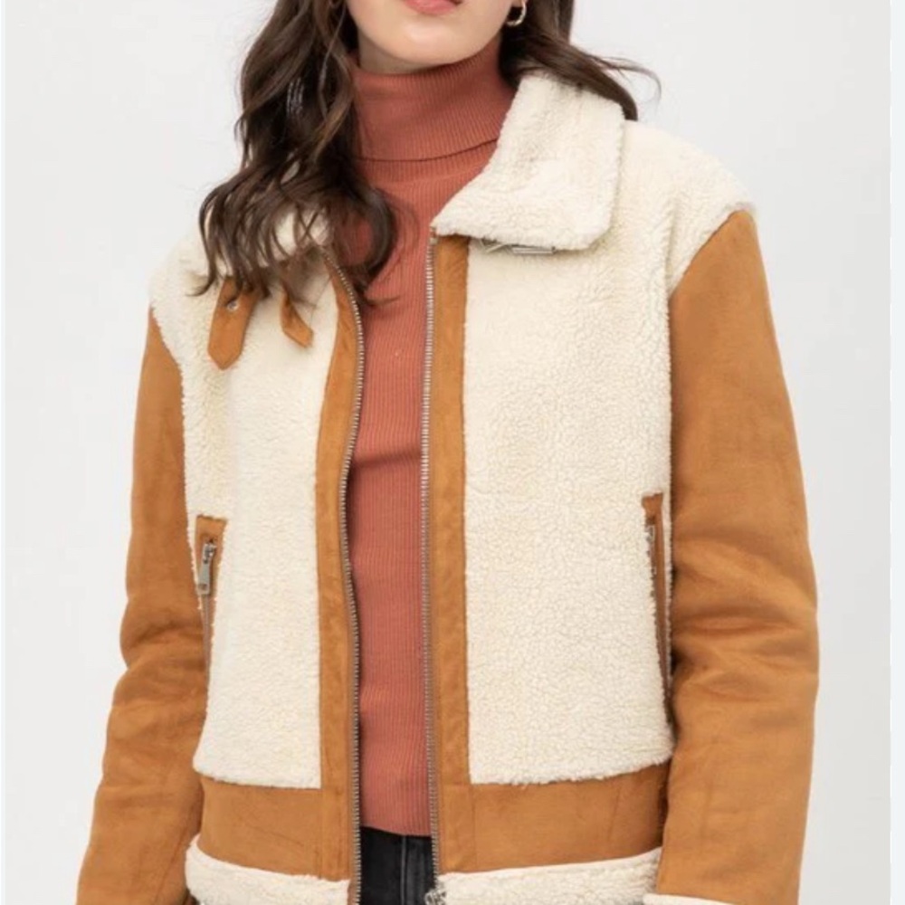 Love Tree Cream and Tan Teddy Jacket